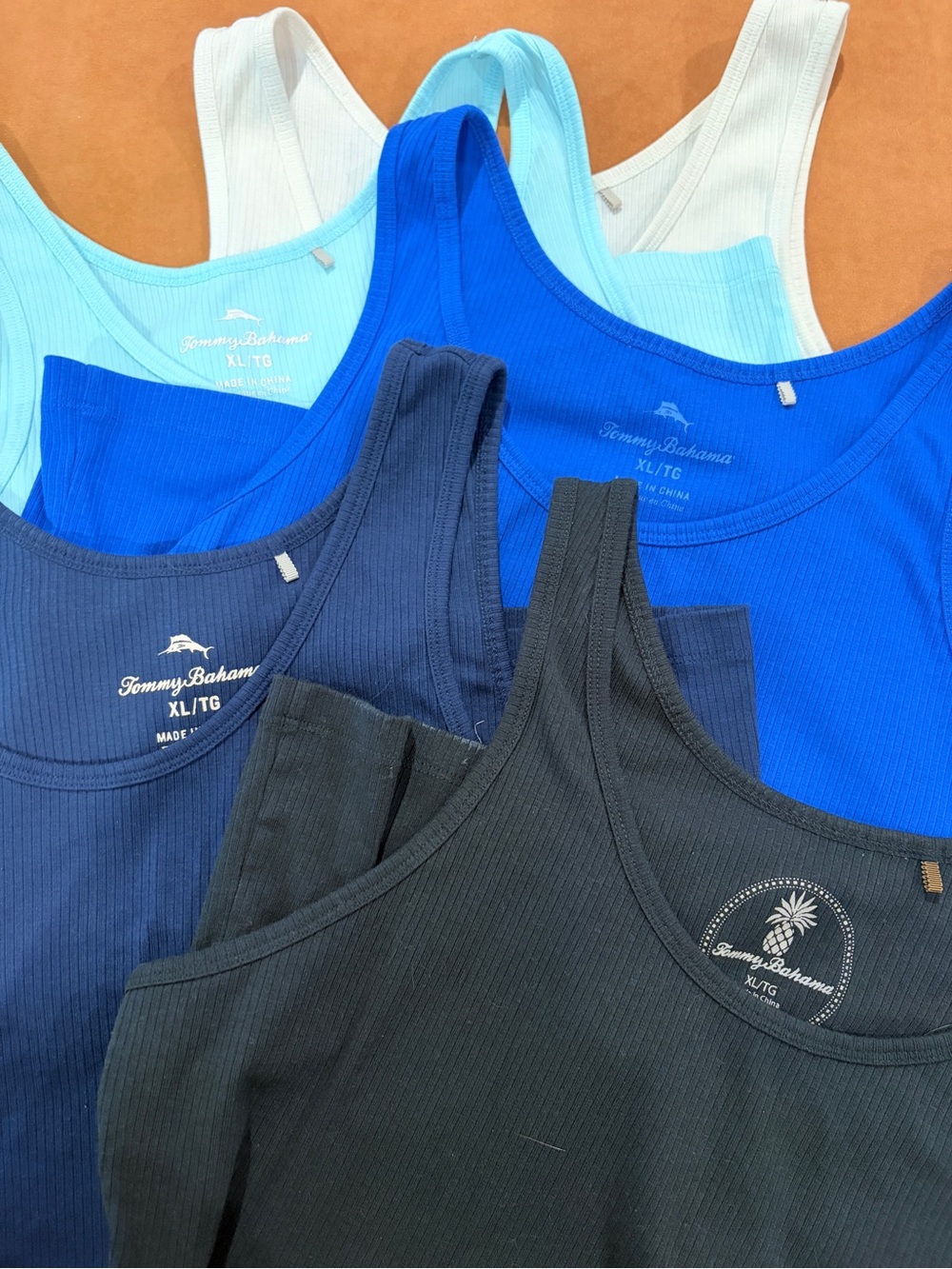 Tommy Bahama Ribbed Tank Set in Black, Navy & Blues